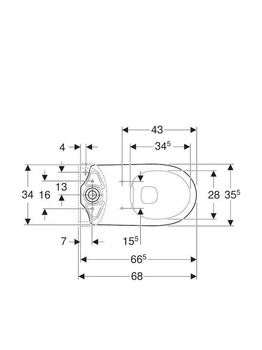 Geberit Selnova Тоалетна, стояща на пода с тоалетна чиния с Капак Софт Клоуз Бяла 4025410071057