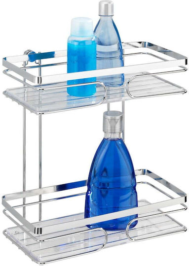 Wenko Premium Wall Mounted Bathroom Shelf Metallic 24x27x13.5cm Silver