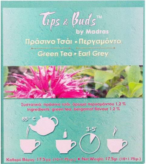 Tips & Buds Earl Grey Green Tea 10 Bags