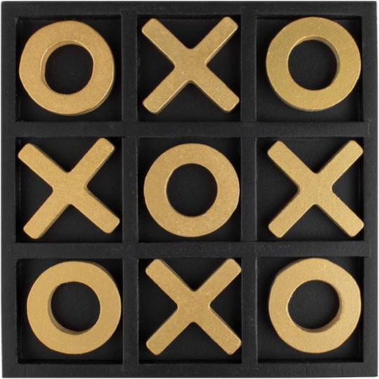 Tischdekoration Holzene Tic-Tac-Toe Schwarz Gold 20x2x20cm 10 Stück Tischdekoration Holzene Tic-Tac-Toe Schwarz Gold 20x2x20cm 10 Stück