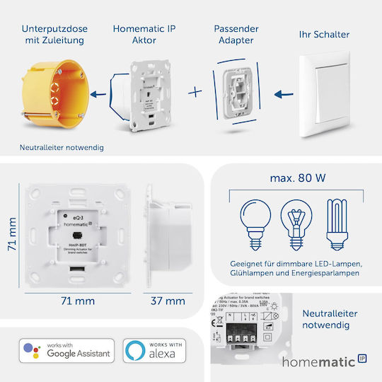 HomeMatic HmIP-BDT Интелигентен Превключвател Димер