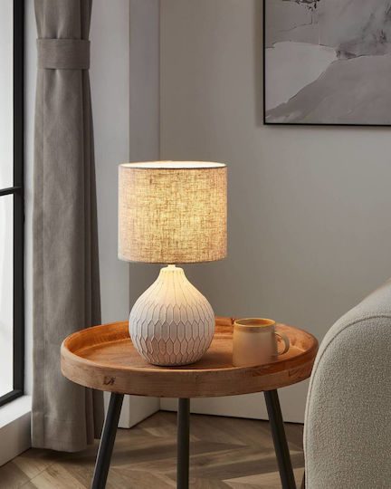 Eglo Bellariva Ceramic Table Lamp for Socket E27 with White Shade and Base