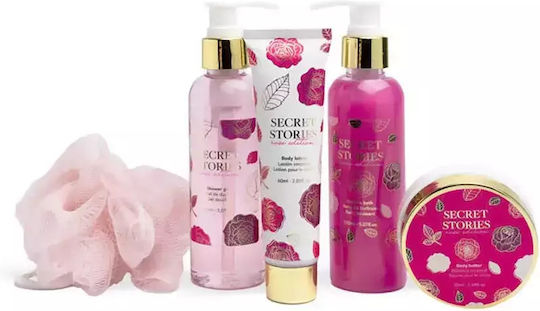 IDC Institute Secret Stories Rose Edition High Heel Shoe Skin Care Set for Moisturizing & Body Cleaning 6pcs