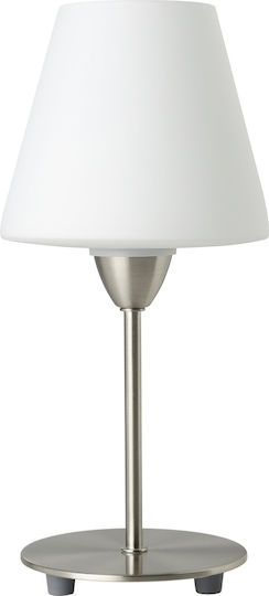 Eglo Metal Table Lamp for Socket E14 with White Shade and Silver Base
