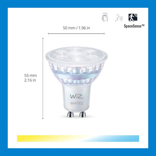 WiZ Smart Bulbs LED for Socket GU10 and Shape PAR16 Adjustable White Dimmable 2pcs