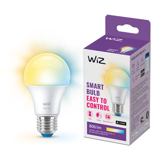 WiZ Smart Λάμπα LED για Ντουί E27 και Σχήμα A60 Ρυθμιζόμενο Λευκό Dimmable