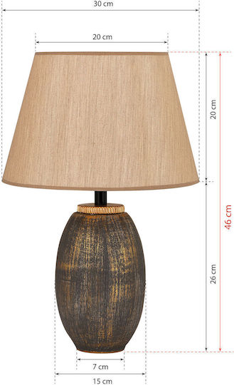 Opviq Ceramic Table Lamp for Socket E27 with Gold Shade and Base
