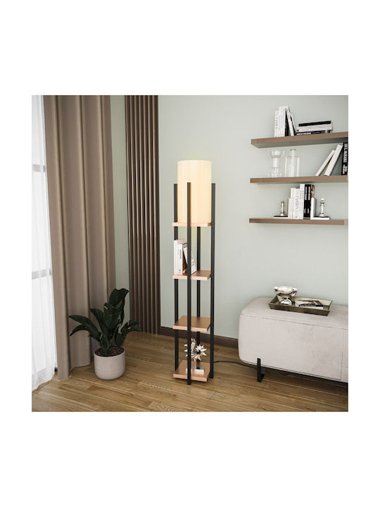 Opviq Shelf Lampa de podea Î130xL25cm. cu Soclu pentru Bec E27 Negru