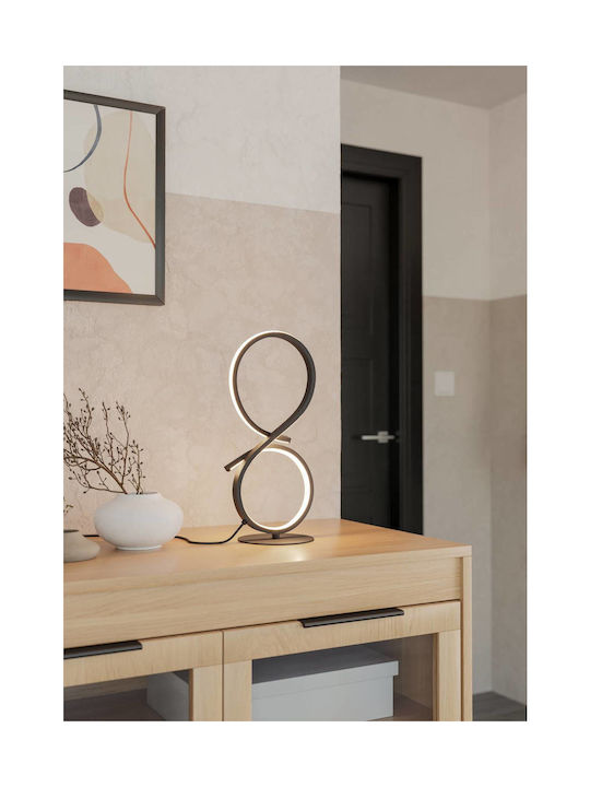 Eglo LED Nightstand Lamp Serpins Curved Decorative Table Lamp Room Decor Living Room Nightstand Light Made of Metal in Black Plastic in White Warm White Height 40.5 cm