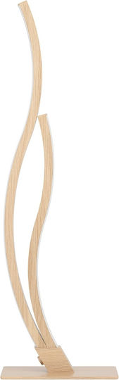 Lampă de noptieră LED Eglo Grisolia Lampă de masă curbată Decor cameră Lampă dormitor Lampă living Realizată din metal plastic cu aspect de lemn Alb neutru H 45,5 cm