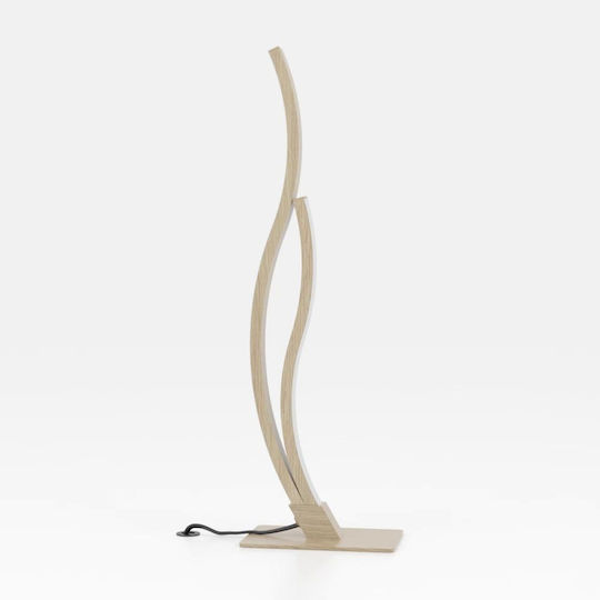 Lampă de noptieră LED Eglo Grisolia Lampă de masă curbată Decor cameră Lampă dormitor Lampă living Realizată din metal plastic cu aspect de lemn Alb neutru H 45,5 cm