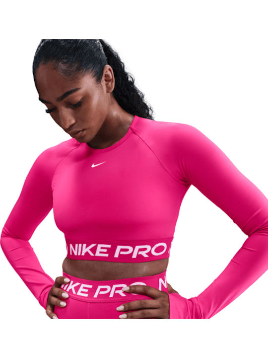 Damen Sport Bluse Langärmelig Dri-Fit Rosa