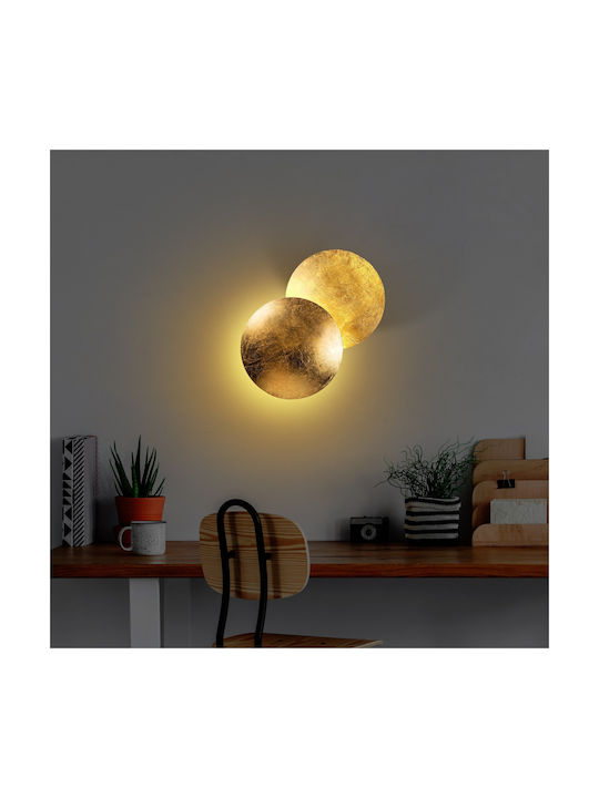 Opviq Wall Lamp with Integrated LED and Warm White Light Gold 25x25x16cm
