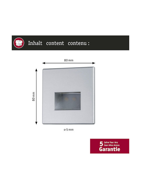Paulmann Edge Modern Lamp Wall with Integrated LED and Warm White Light Silver 8x8x8cm