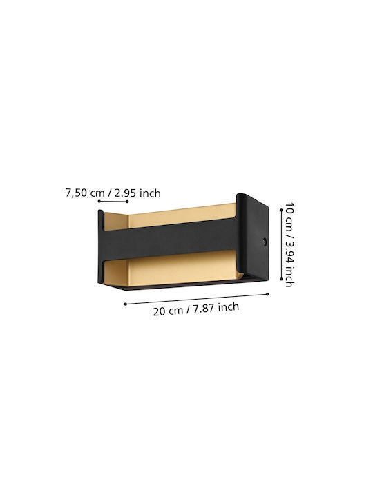 Eglo Feloniche Modern Lamp Wall with Integrated LED and Warm White Light Black 22x10cm