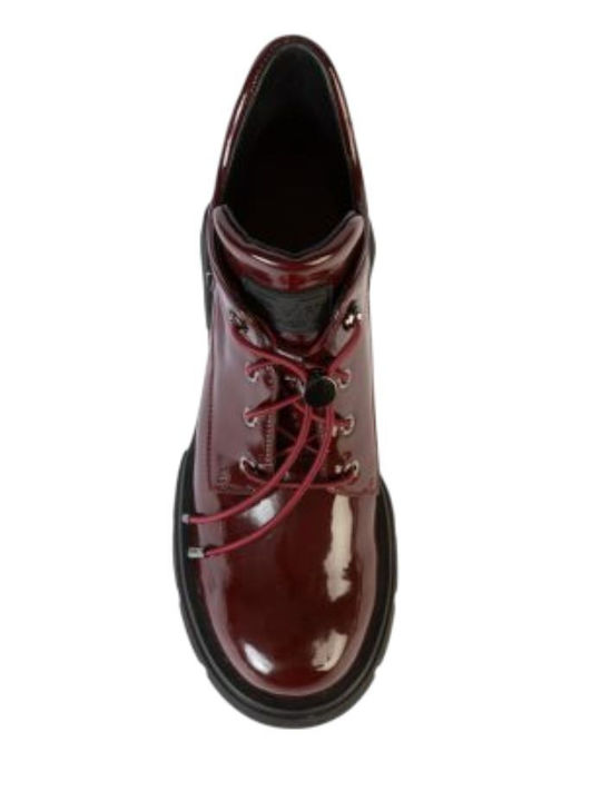 Leather Women's Ankle Boots Burgundy