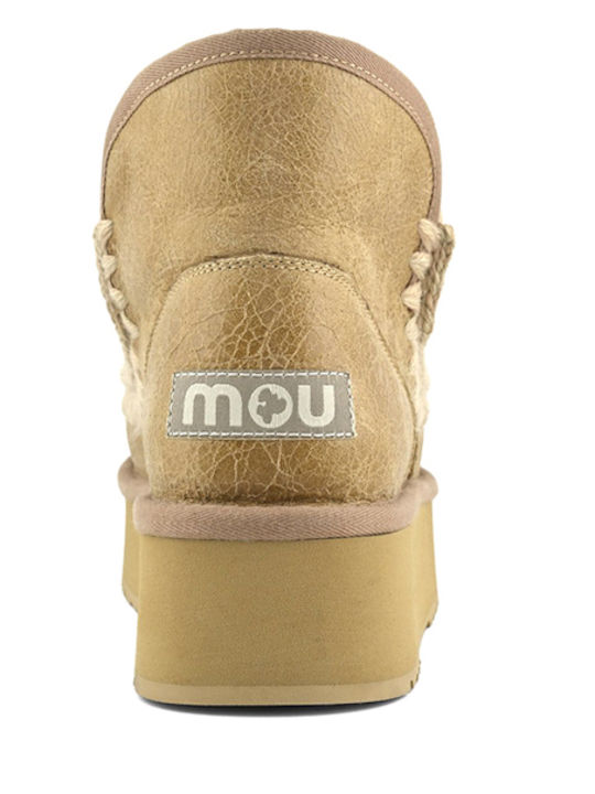 Eskimo Leder Stiefeletten Damen Beige