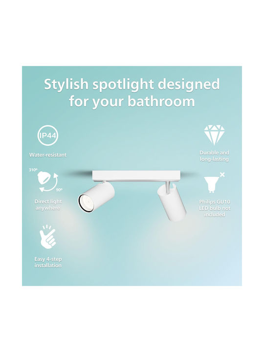 Philips Idris Double Spot with Socket GU10 in White Color