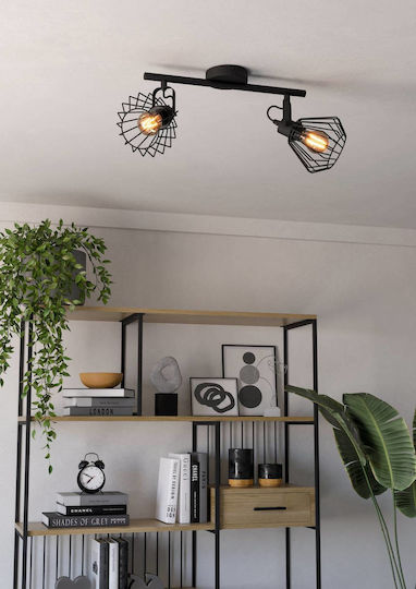 Eglo Tabillano Double Spot with Socket E27 in Black Color Eglo Tabillano Double Spot with Socket E27 in Black Color