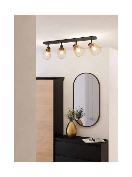 Eglo Spot with 4 Lights and with Socket E27 in Black Color