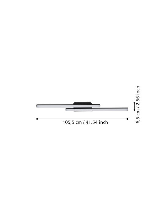 Eglo Fraioli-Z Smart Ceiling Mount Light 105.5cm Black with Integrated LED and Remote Control