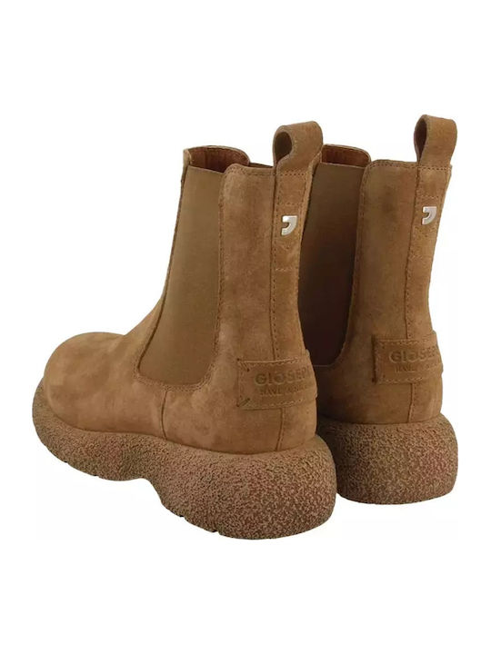 Leder Damen Chelsea Stiefeletten Taupe