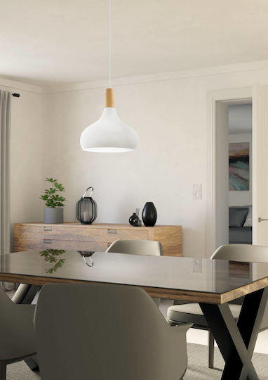 Eglo 901178-κρεμαστό Φωτιστικό Οροφής Sabinar 1xe27 60w 230v Δ.28cm Λευκό-fsc Πιστοποιημένο