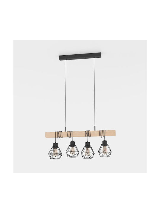 Eglo 44075 Pendant Ceiling Light Townshend 4xe27 60w 230v FSC Certified