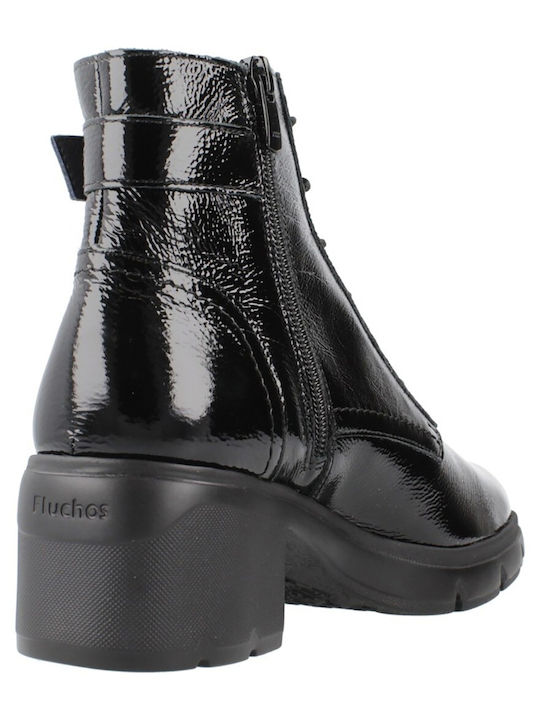 Stiefeletten Damen aus Lackleder Schwarz