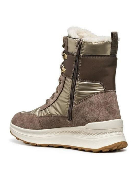 D Spherica Leather Women's Ankle Boots Platform Beige
