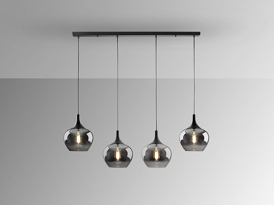Opaz Adjustable Pendant Light Black for 4 Bulbs E27 19x19cm