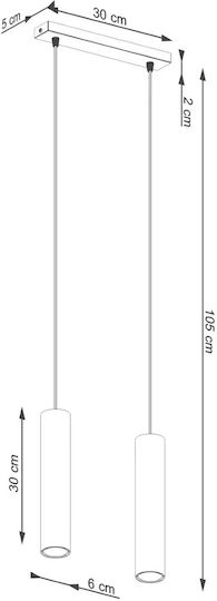Sollux Lagos 2 Κρεμαστό Φωτιστικό 14x31εκ.