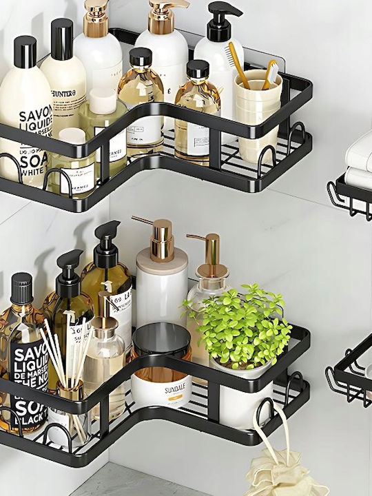 Verk Group Corner Wall Mounted Bathroom Shelf Metallic Black