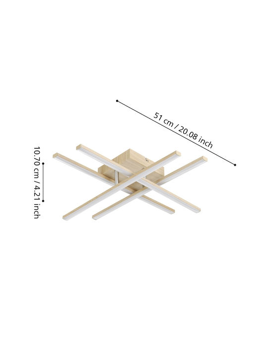 Eglo Lasana Ceiling Mount Light 51cm Brown with Integrated LED