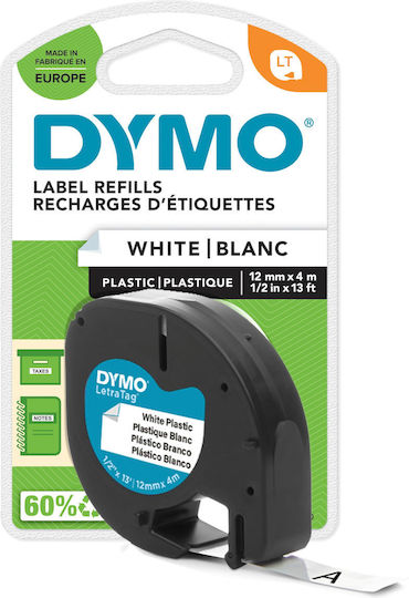 Dymo Label Maker Tape 4m x 12mm in Black Color 1pcs