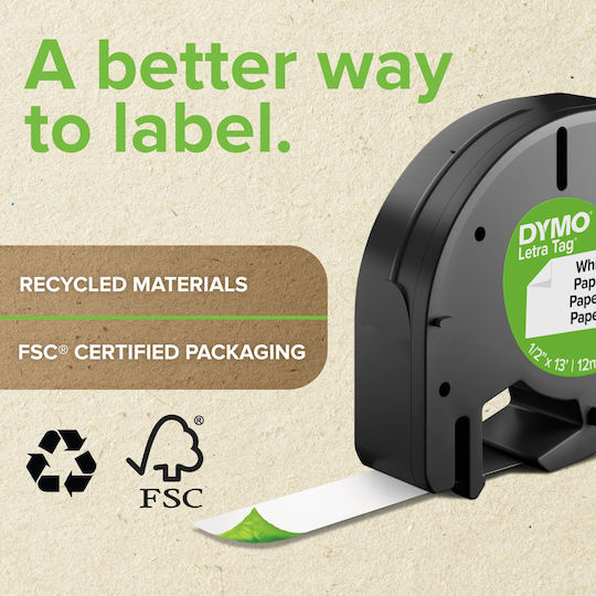 Dymo Label Maker Tape 4m x 12mm in Black Color 1pcs