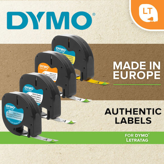 Dymo Label Maker Tape 4m x 12mm in Black Color 1pcs
