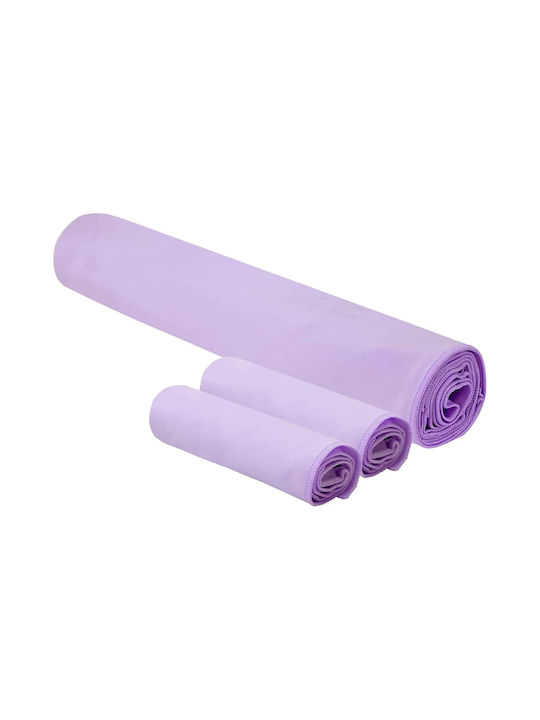 Set Prosop de Sport 3 Bucăți Violet Poliester Poliamidă 42011504 Set Prosop de Sport 3 Bucăți Violet Poliester Poliamidă 42011504