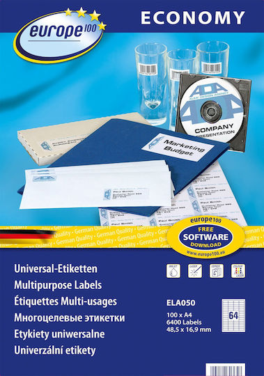 Avery 6400 Etichete autoadezive A4 Dreptunghiulare 48.5x16.9mm