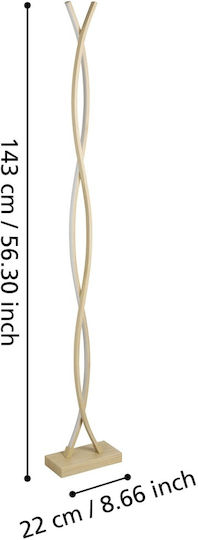 Eglo Lasana LED Floor Lamp H143xW23cm. with Warm White Light 4700lm Brown