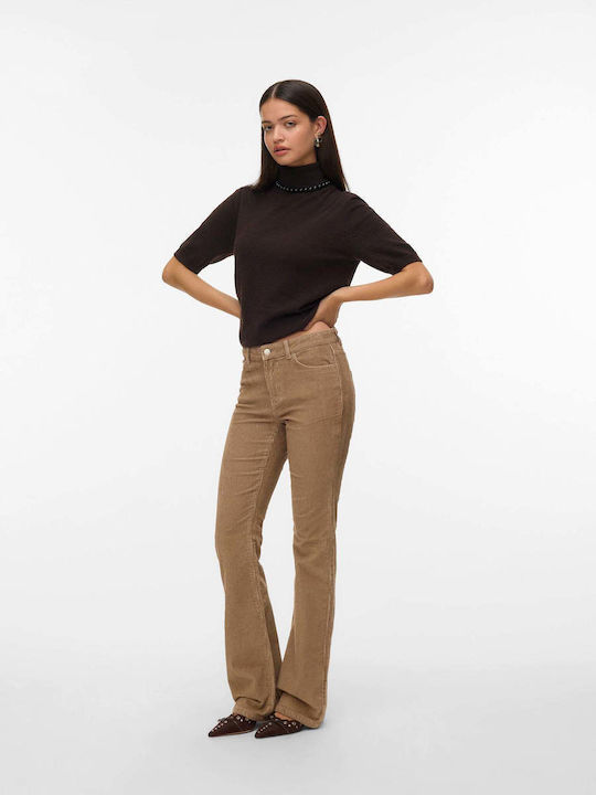 Flash Women's Fabric Trousers Flared Beige