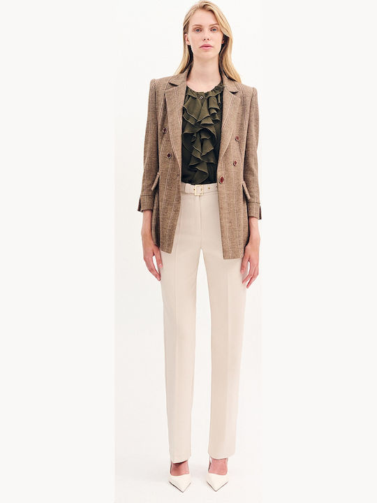 Women's Fabric Trousers Vanilla, Beige