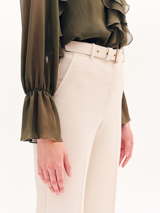 Women's Fabric Trousers Vanilla, Beige