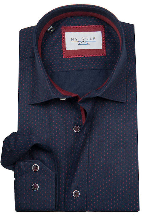Long-sleeved Cotton Shirt Blue, Bordeaux