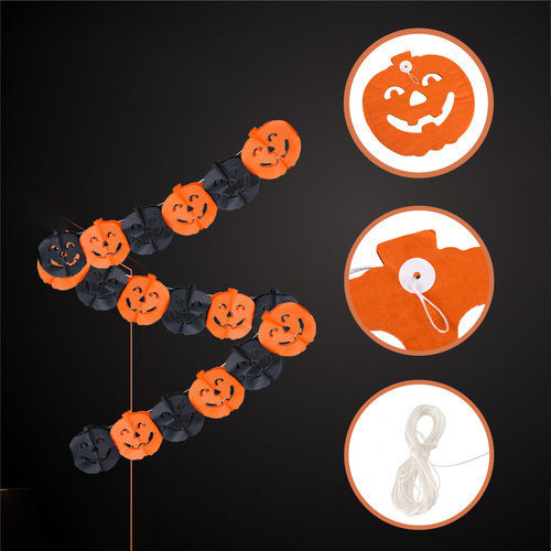 Ghirlandă Decorativă Dovleac Zola 3 M Halloween 17,5 × 17,5 Cm Hârtie Portocaliu Negru