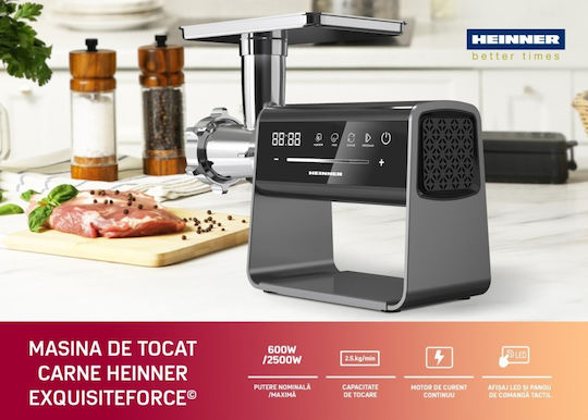 Heinner Exquisiteforce Μηχανή Άλεσης Κιμά 2500W Γκρι