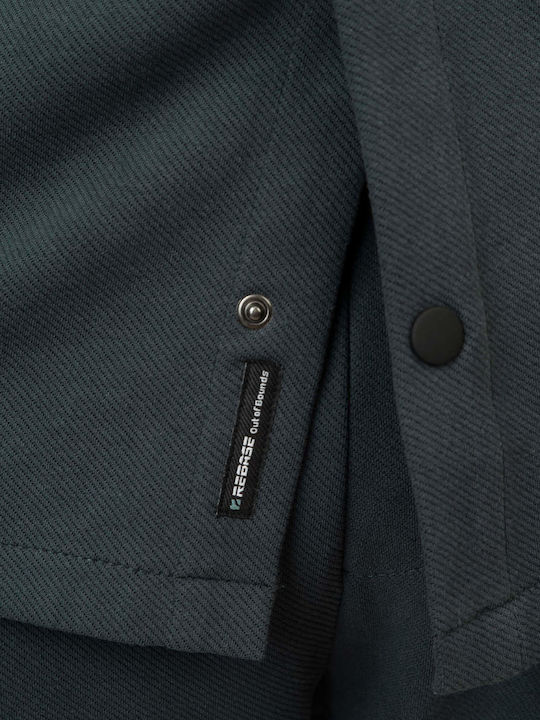 Langärmeliges Denim Overshirt in Normale Passform Blau Grau