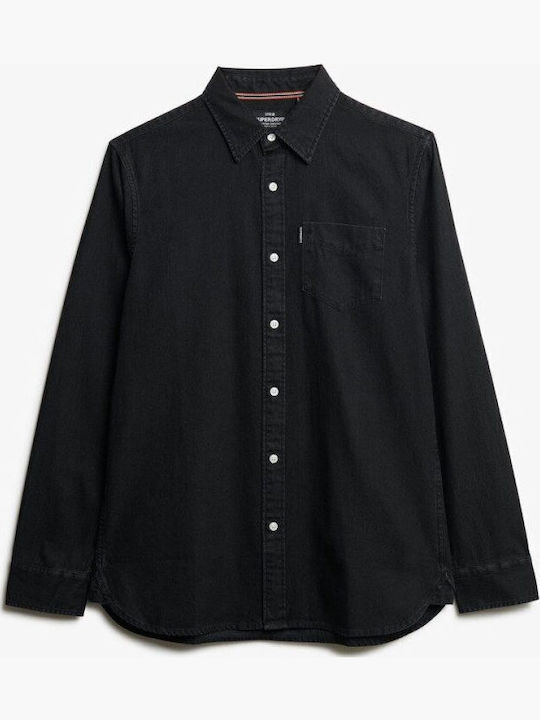 Long-sleeved Cotton Shirt Black