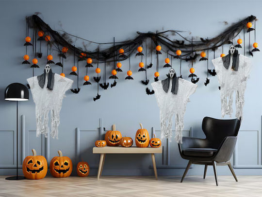 Halloween Skeleton Decoration Zola Hanging 50 X 90 Cm White Black
