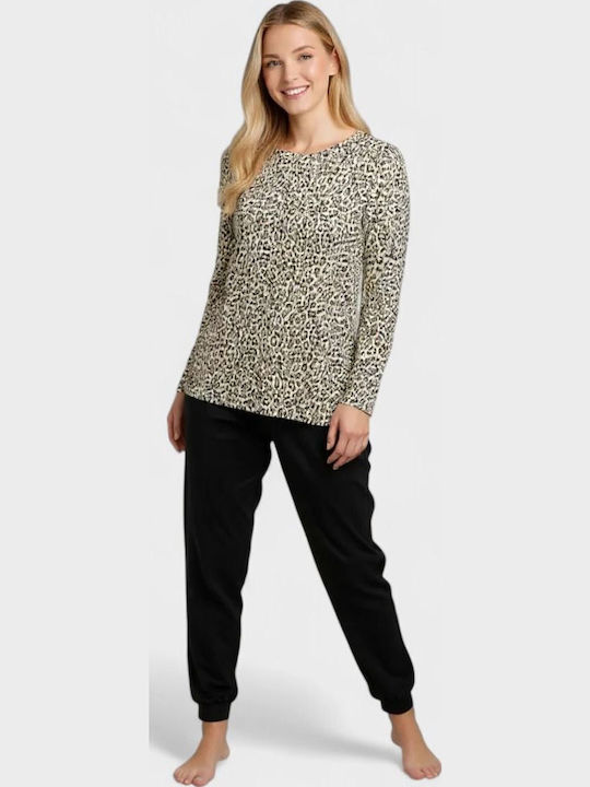 Cherry Underwear Winter Damen Pyjama-Set Schwarz